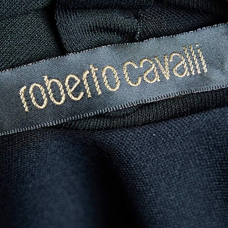 Pre Owned Roberto Cavalli Black Jersey Knit Cape Sleeve Dress S