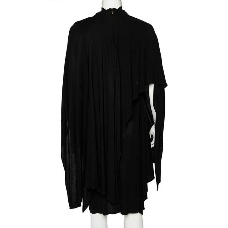 Pre Owned Roberto Cavalli Black Jersey Knit Cape Sleeve Dress S