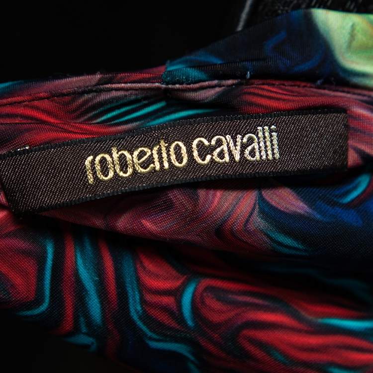 مملوكة مسبقًا Roberto Cavalli Multicolor Printed Jersey Faux Wrap Maxi Dress L