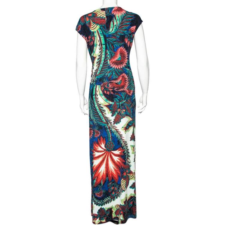 مملوكة مسبقًا Roberto Cavalli Multicolor Printed Jersey Faux Wrap Maxi Dress L