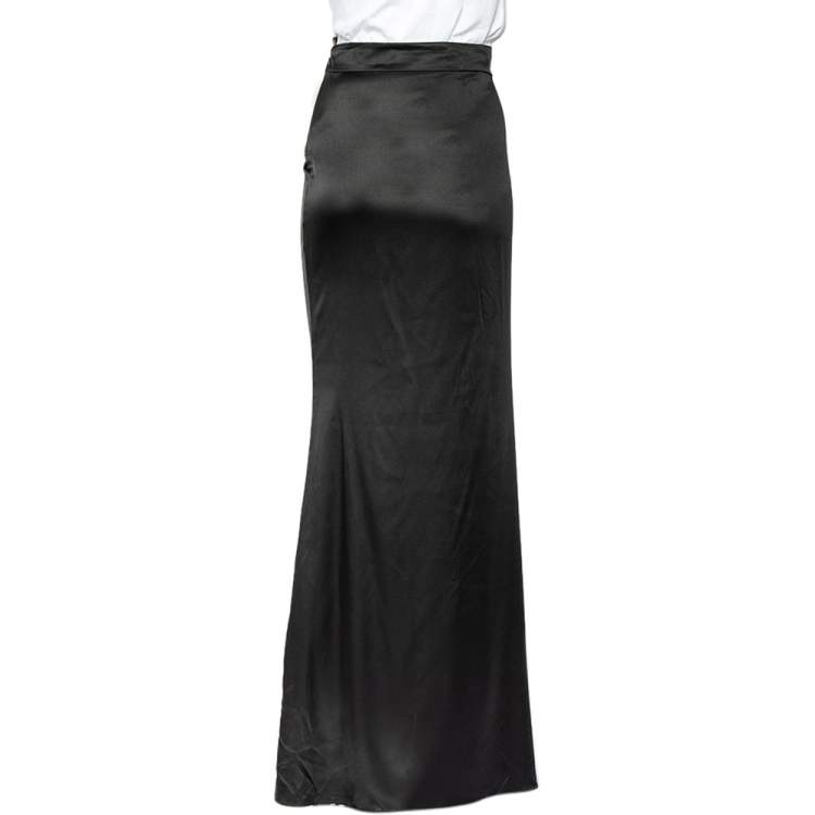 Pre Owned Roberto Cavalli Black Silk Maxi Skirt L