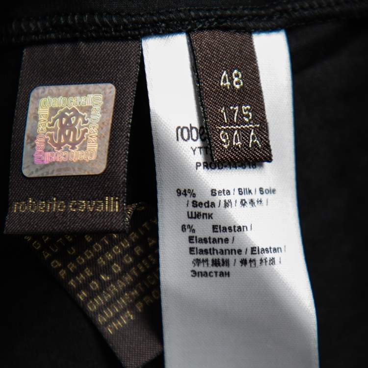 Pre Owned Roberto Cavalli Black Silk Maxi Skirt L