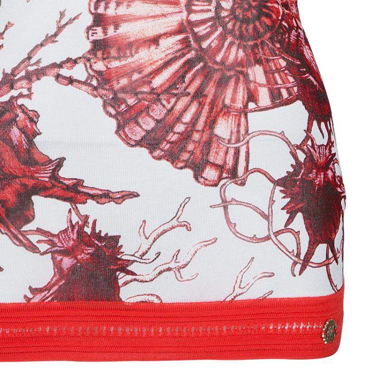 Pre Owned Roberto Cavalli Red /White Print Top S