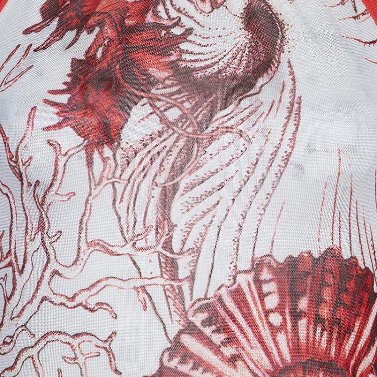 Pre Owned Roberto Cavalli Red /White Print Top S