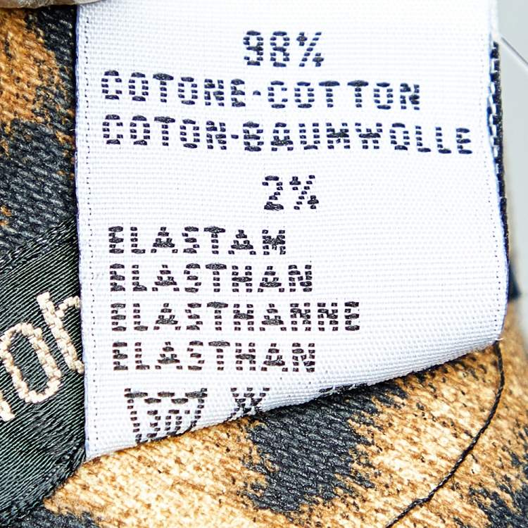 Pre Owned Roberto Cavalli Vintage Animal Printed Cotton Canvas Contrast Panel Detail Maxi Skirt L