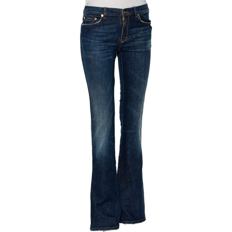 Pre Owned Roberto Cavalli Blue Faded Effect Denim Jeans S