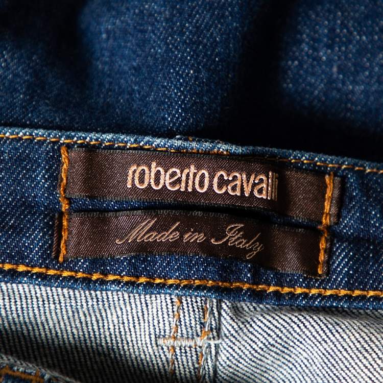 Pre Owned Roberto Cavalli Blue Faded Effect Denim Jeans S