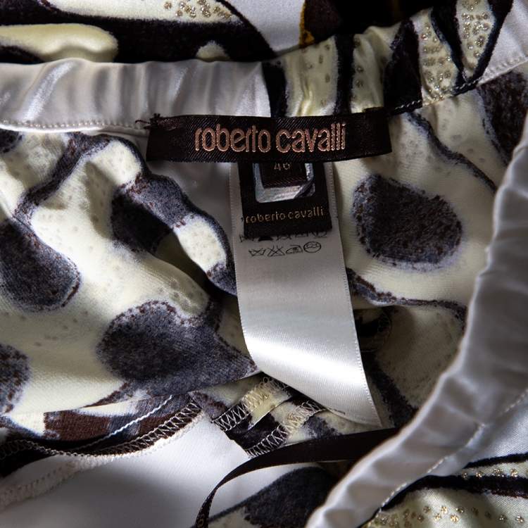 Pre Owned Roberto Cavalli Multicolored Butterfly Print Silk Palazzo Pants L