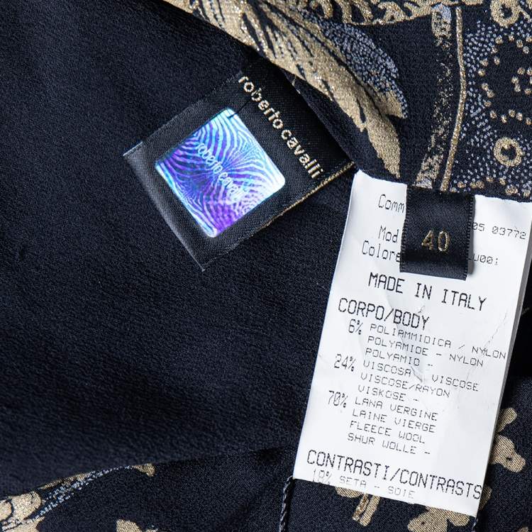 Pre Owned Roberto Cavalli Black Wool Contrast Trimmed Embellished Detailed Jacket S