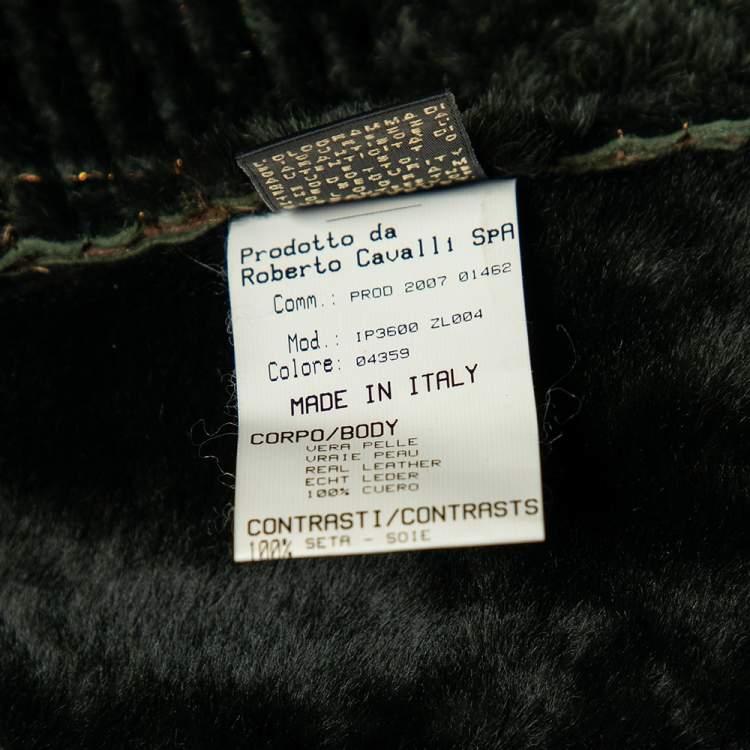 Pre Owned Roberto Cavalli Green Leather And Fox Fur Lined Vest S