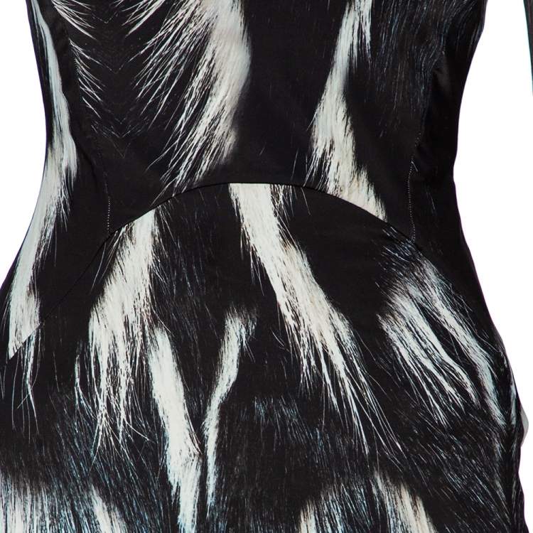 Pre Owned Roberto Cavalli Monochrome Printed Jersey V-Neck Maxi Dress M