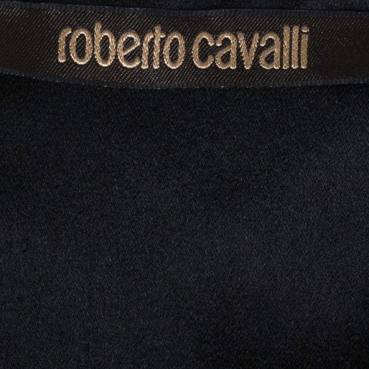 Pre Owned Roberto Cavalli Black Silk Evening Gown M