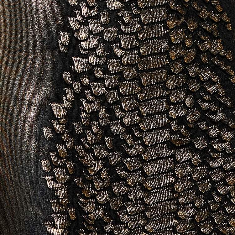 Pre Owned Roberto Cavalli Gold Knit Scale Detail Sleeveless Dress S