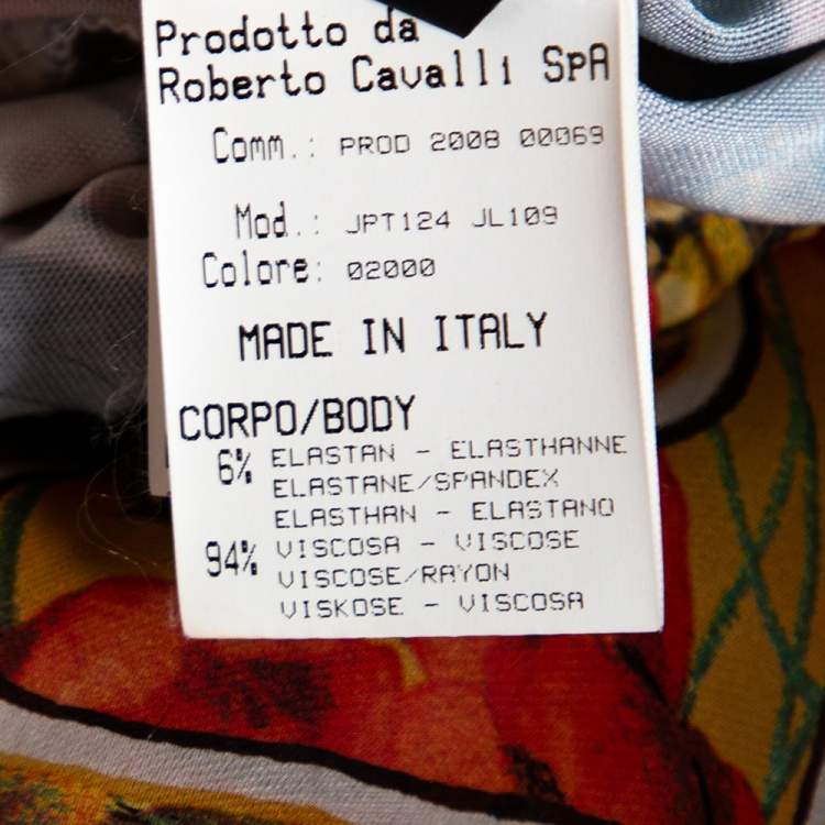 مملوكة مسبقًا Roberto Cavalli Multicolor Printed Silk & Jersey Dress S