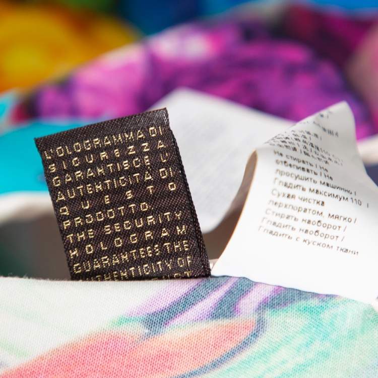 Pre Owned Roberto Cavali Multicolored Printed Cotton Belted Trench Coat M