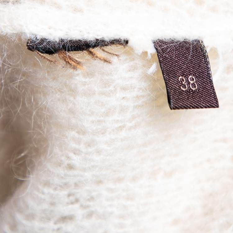 Pre Owned Roberto Cavalli Cream Sequin Embellished Wool Turtle Neck Sweater S