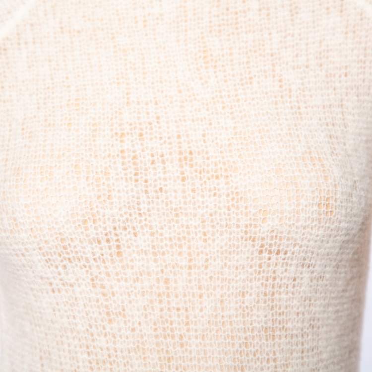 Pre Owned Roberto Cavalli Cream Sequin Embellished Wool Turtle Neck Sweater S