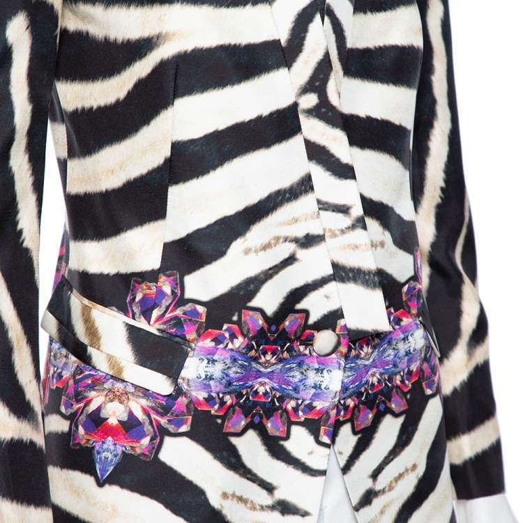 Pre Owned Roberto Cavalli Multicolored Printed Silk Single Breasted Blazer S