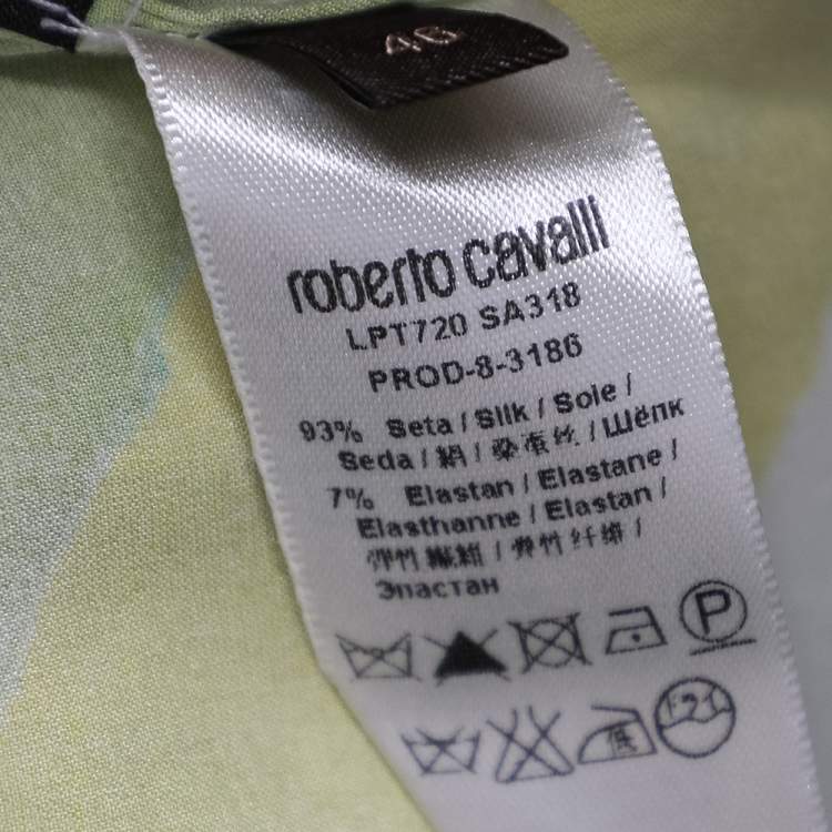 Pre Owned Roberto Cavalli Multicolor Printed Silk Satin Shirt L