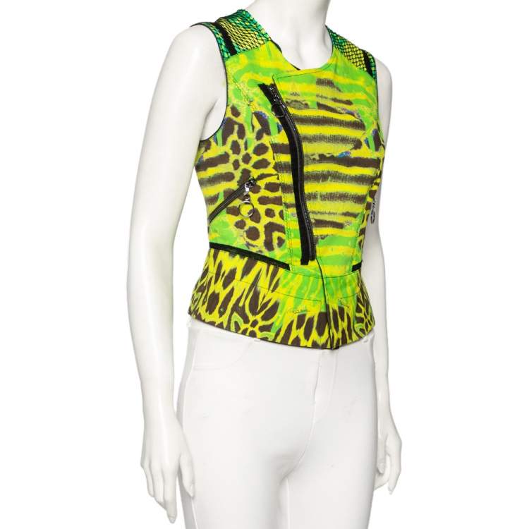 Pre Owned Roberto Cavalli Multicolored Printed Cotton Sleeveless Vest S