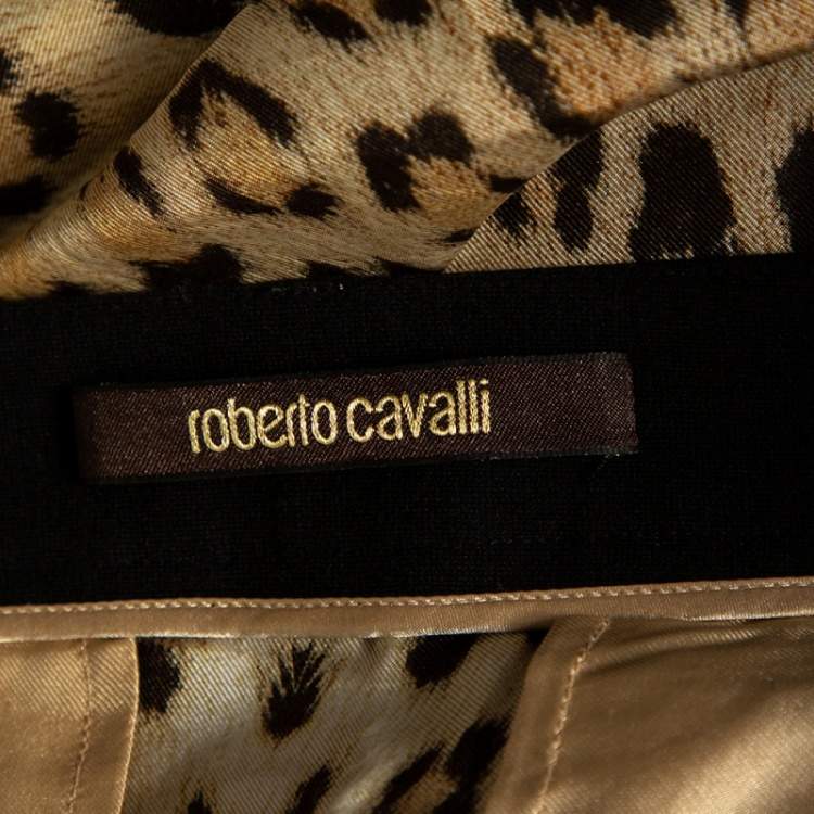 Pre Owned Roberto Cavalli Brown Animal Printed Silk Wrap Detail Pants S