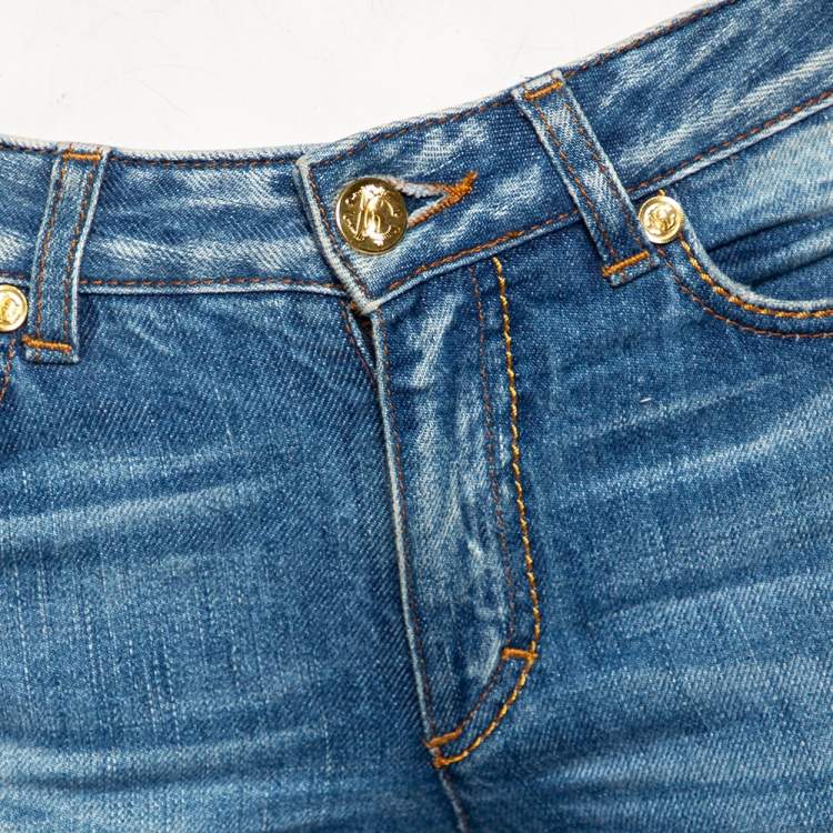 Pre Owned Roberto Cavalli Blue Faded Effect Denim Jeans S 