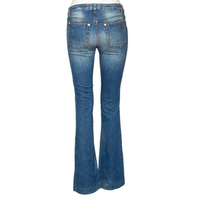 Pre Owned Roberto Cavalli Blue Faded Effect Denim Jeans S 