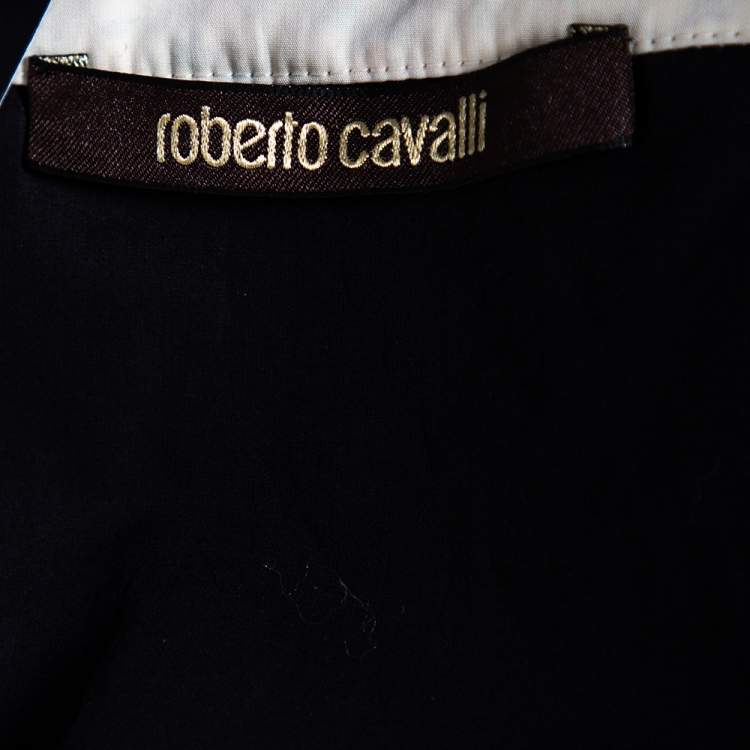 Pre Owned Roberto Cavalli Black Eyelet Cotton & Sequin Embellished Detailed Vest M 