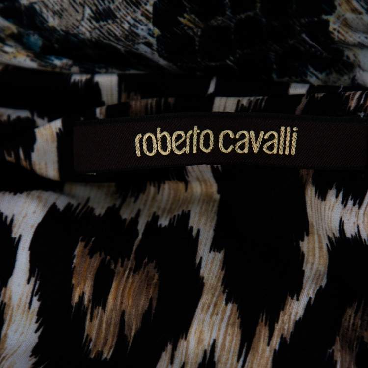 Pre Owned Roberto Cavalli Multicolored Animal & Snake Skin Print Jersey Maxi Skirt S 