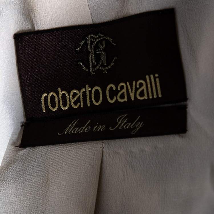مملوكة مسبقًا Roberto Cavalli Multicolored Animal & Snake Skin Print Silk Blazer M 