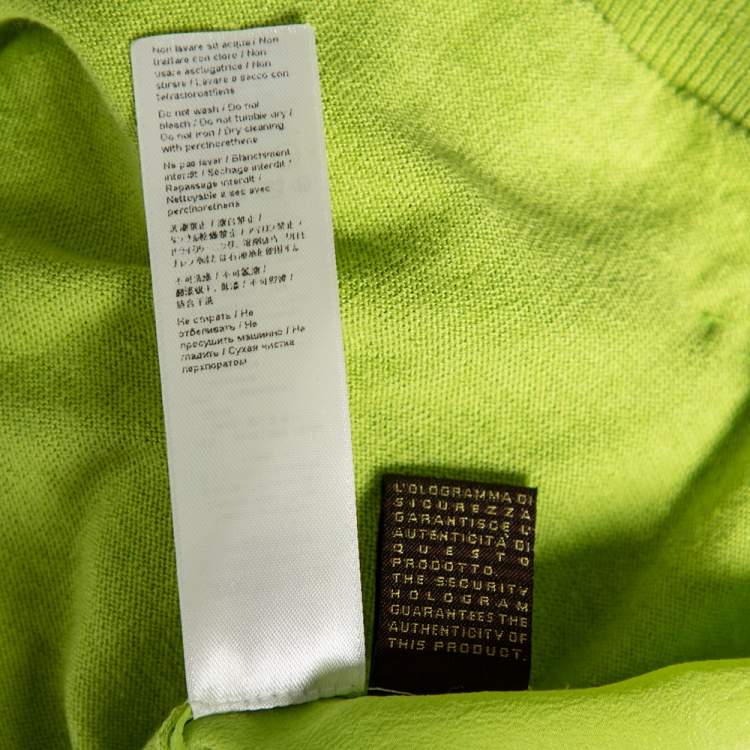 Pre Owned Roberto Cavalli Green Cashmere Knit & Silk Long Sleeve Top S