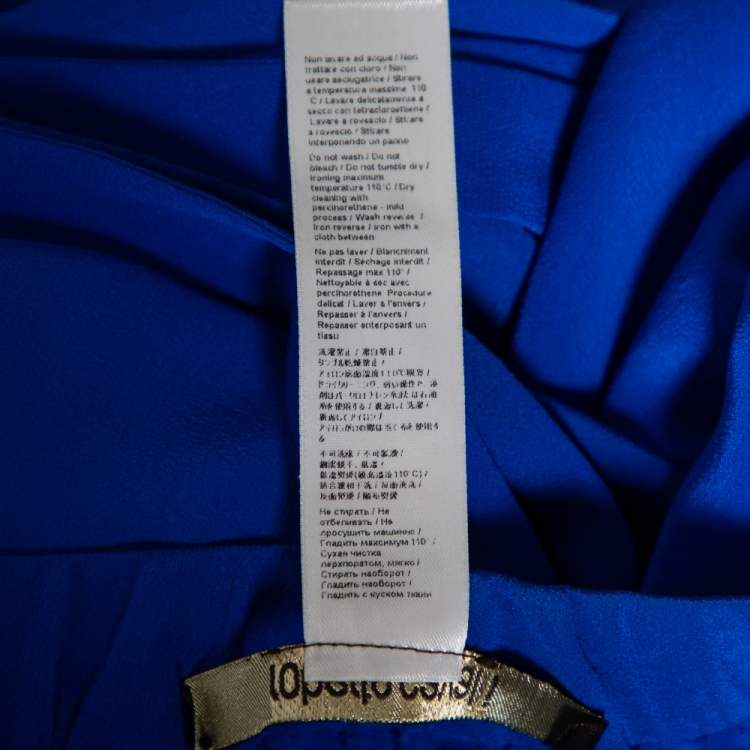 Pre Owned Roberto Cavalli Blue Silk Belted Harem Pants S