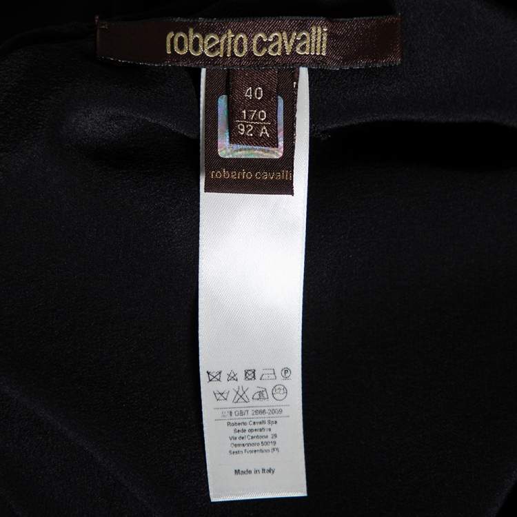 Pre Owned Roberto Cavalli Black Silk Belted Harem Pants S