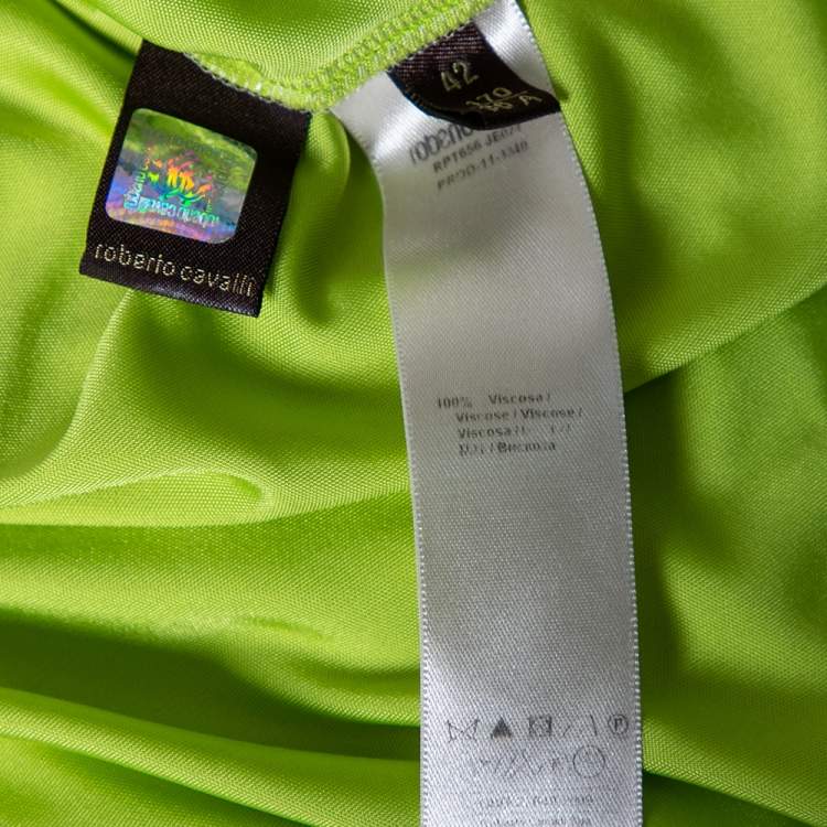 Pre Owned Roberto Cavalli Green Jersey Halter Neck Top M