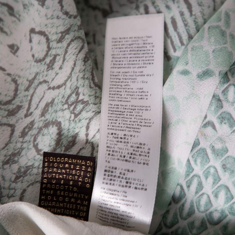 Pre Owned Roberto Cavalli Light Green Printed Silk Belted Trousers S