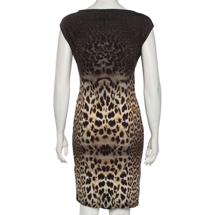 Pre Owned Roberto Cavalli Multicolored Animal Printed Jersey Dress M 