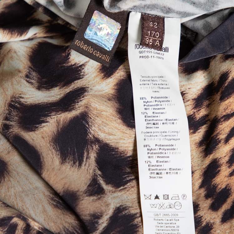 Pre Owned Roberto Cavalli Multicolored Animal Printed Jersey Dress M 