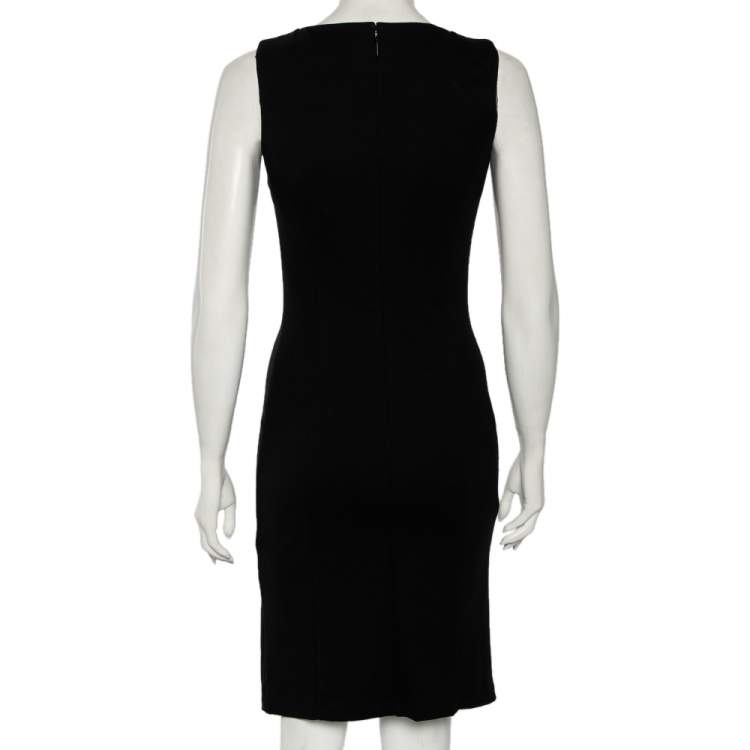 Pre Owned Roberto Cavalli Black Stretch Knit Embellished Plunge Neck Dress M 