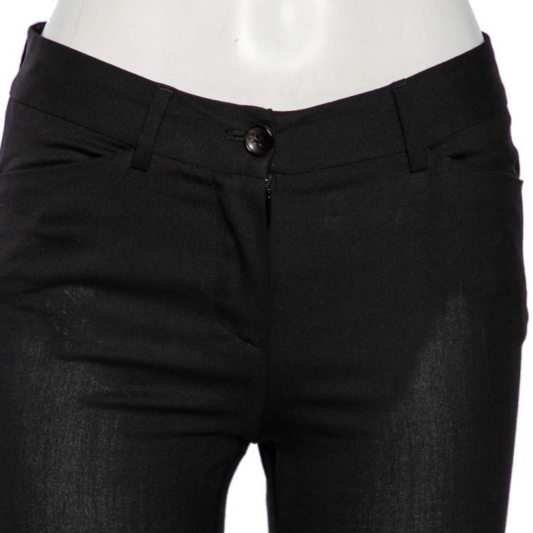 Pre Owned Roberto Cavalli Black Stretch Wool Trousers S