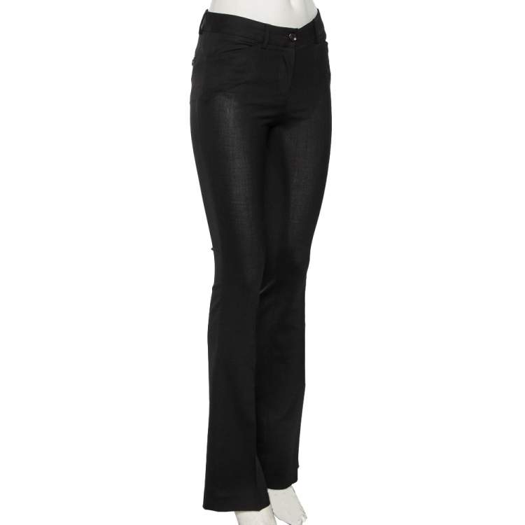 Pre Owned Roberto Cavalli Black Stretch Wool Trousers S