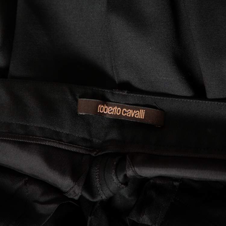 Pre Owned Roberto Cavalli Black Stretch Wool Trousers S