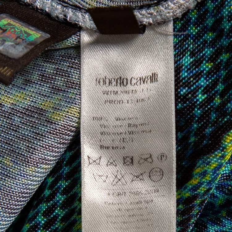 مملوكة مسبقًا Roberto Cavalli Multicolored Snake Print Knitted Cardigan M