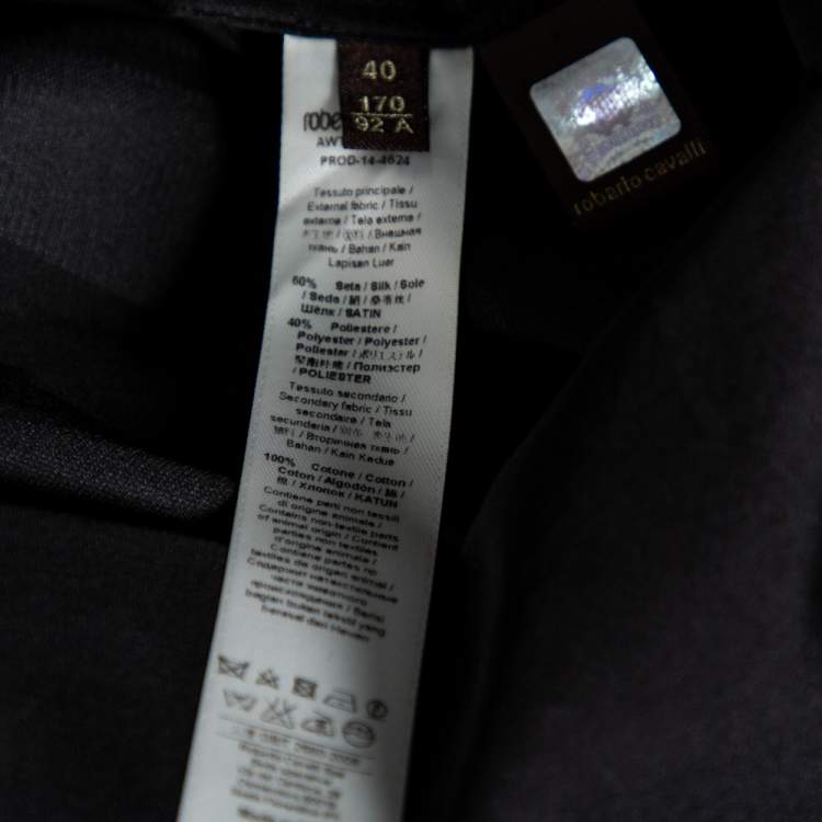 Pre Owned Roberto Cavalli Black Silk Contrast Trim Detail Shirt S