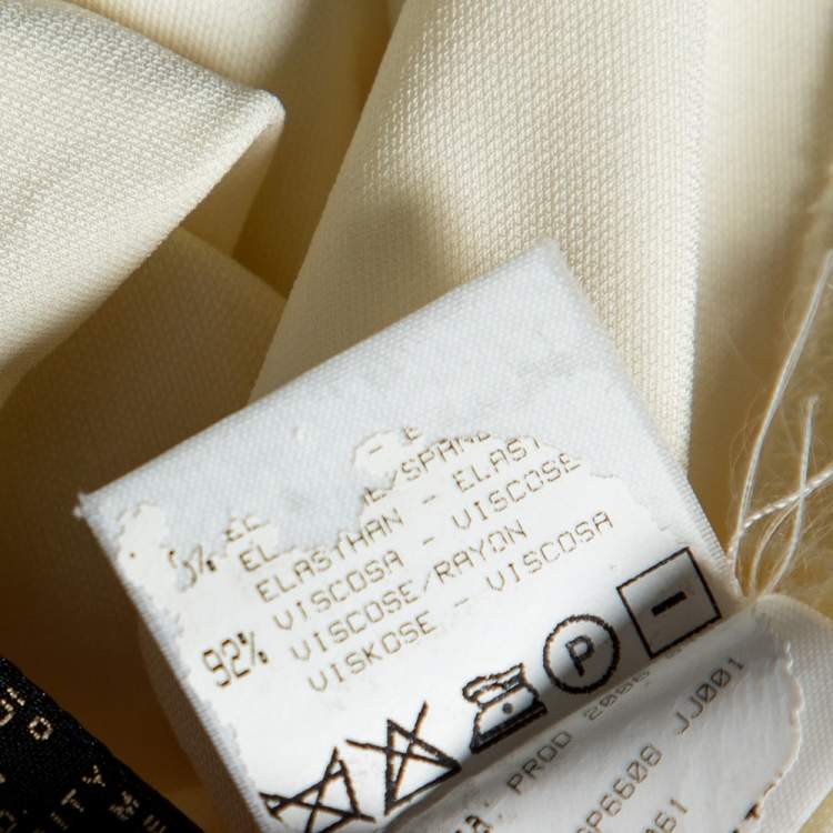مملوكة مسبقًا Roberto Cavalli Cream Jersey Ruched Detail Sleeveless Top M