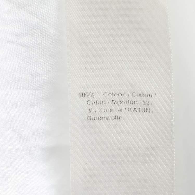 مملوكة مسبقًا Roberto Cavalli White Cotton Floral Embroidery Detail Shirt M