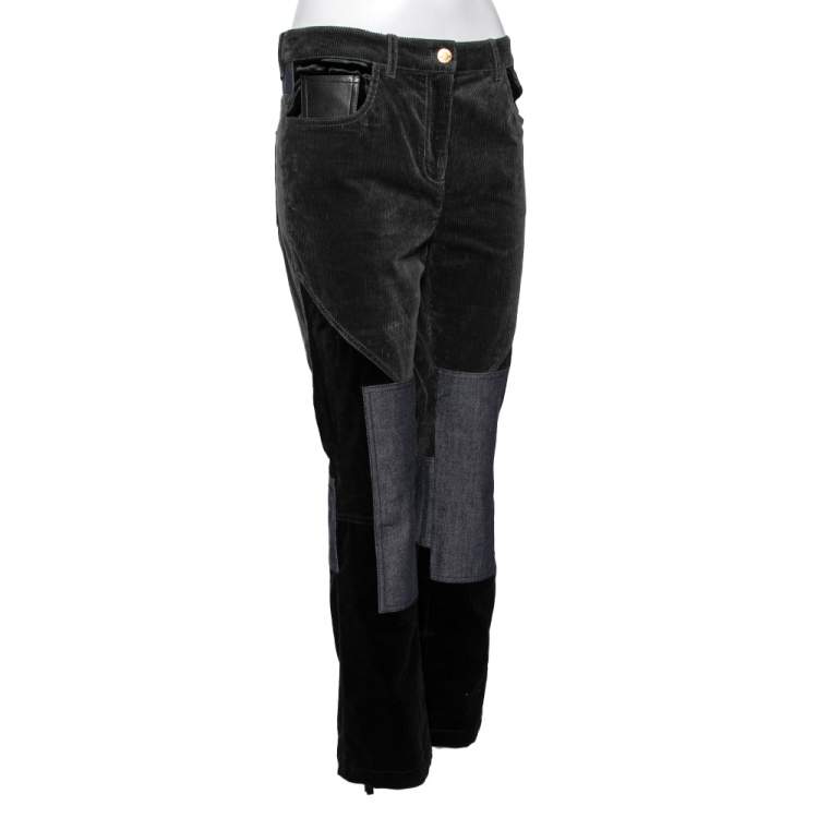 Pre Owned Roberto Cavalli Multicolor Denim Patch Detail Corduroy Pants M