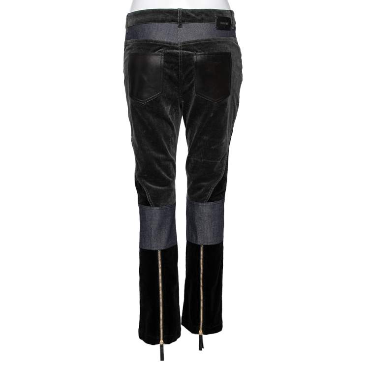 Pre Owned Roberto Cavalli Multicolor Denim Patch Detail Corduroy Pants M