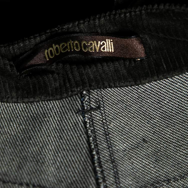 Pre Owned Roberto Cavalli Multicolor Denim Patch Detail Corduroy Pants M