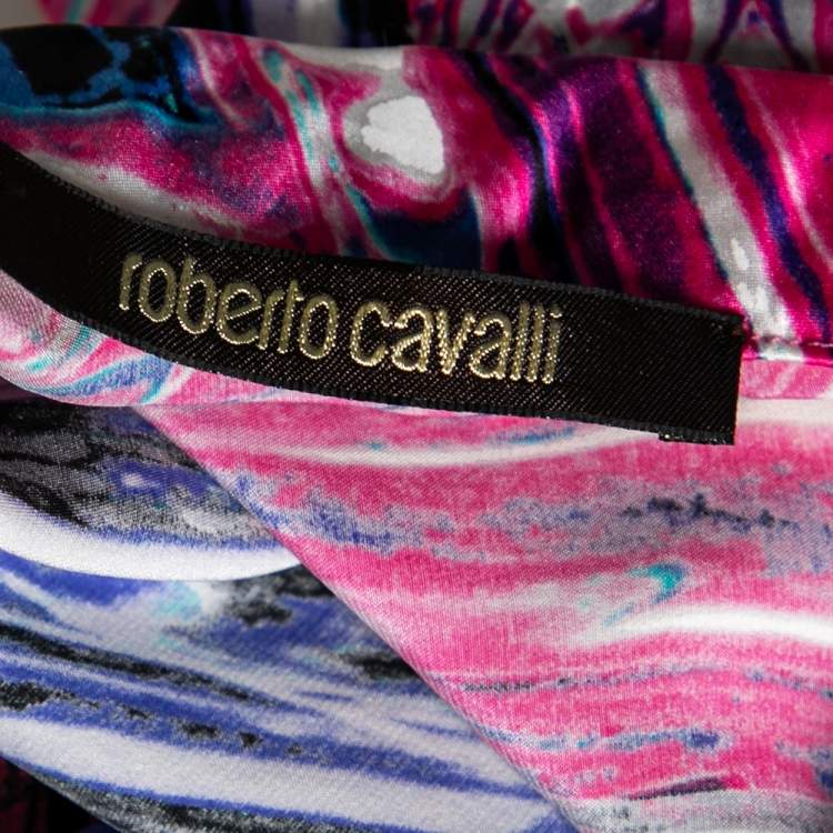 Pre Owned Roberto Cavalli Multicolored Printed Silk Maxi Skirt M