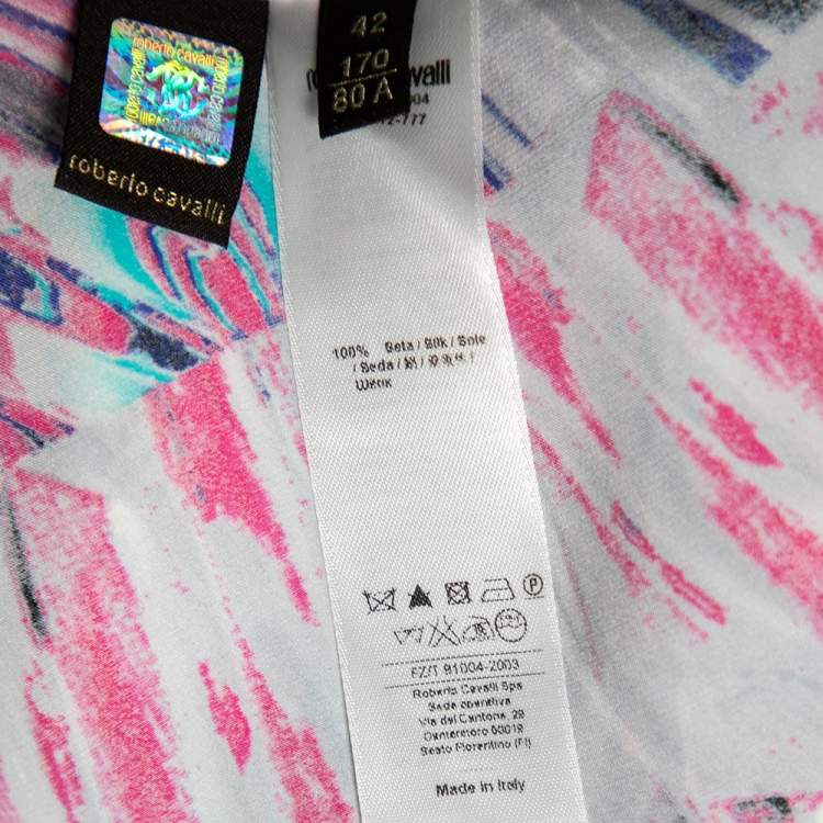 Pre Owned Roberto Cavalli Multicolored Printed Silk Maxi Skirt M